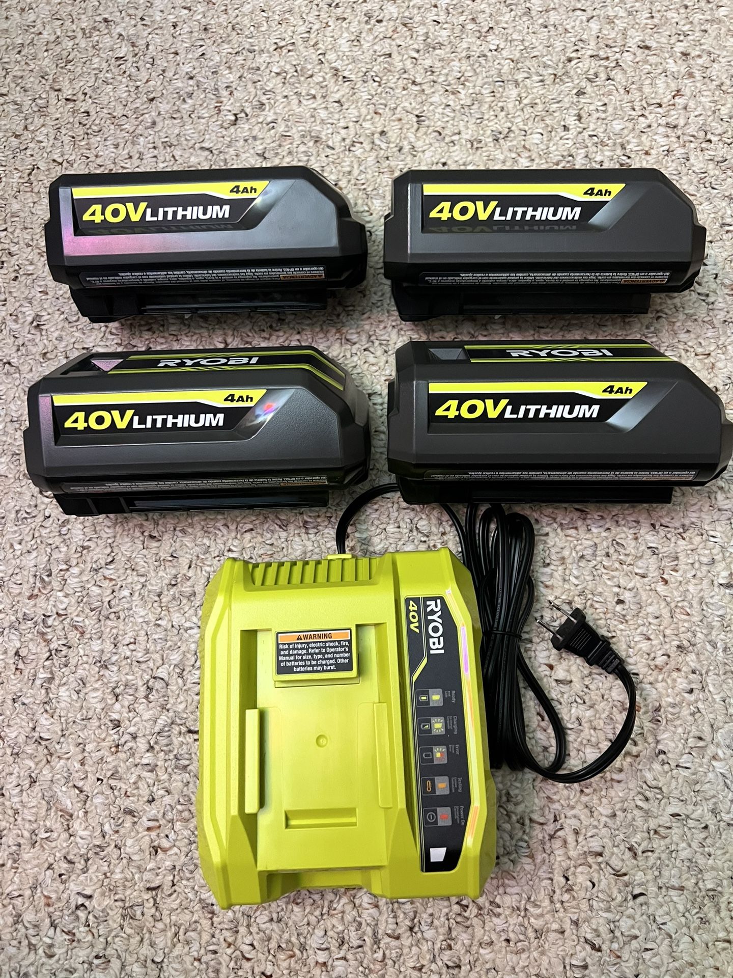 *NEW* Ryobi 40V 4.0Ah batteries and Rapid charger — Read the description