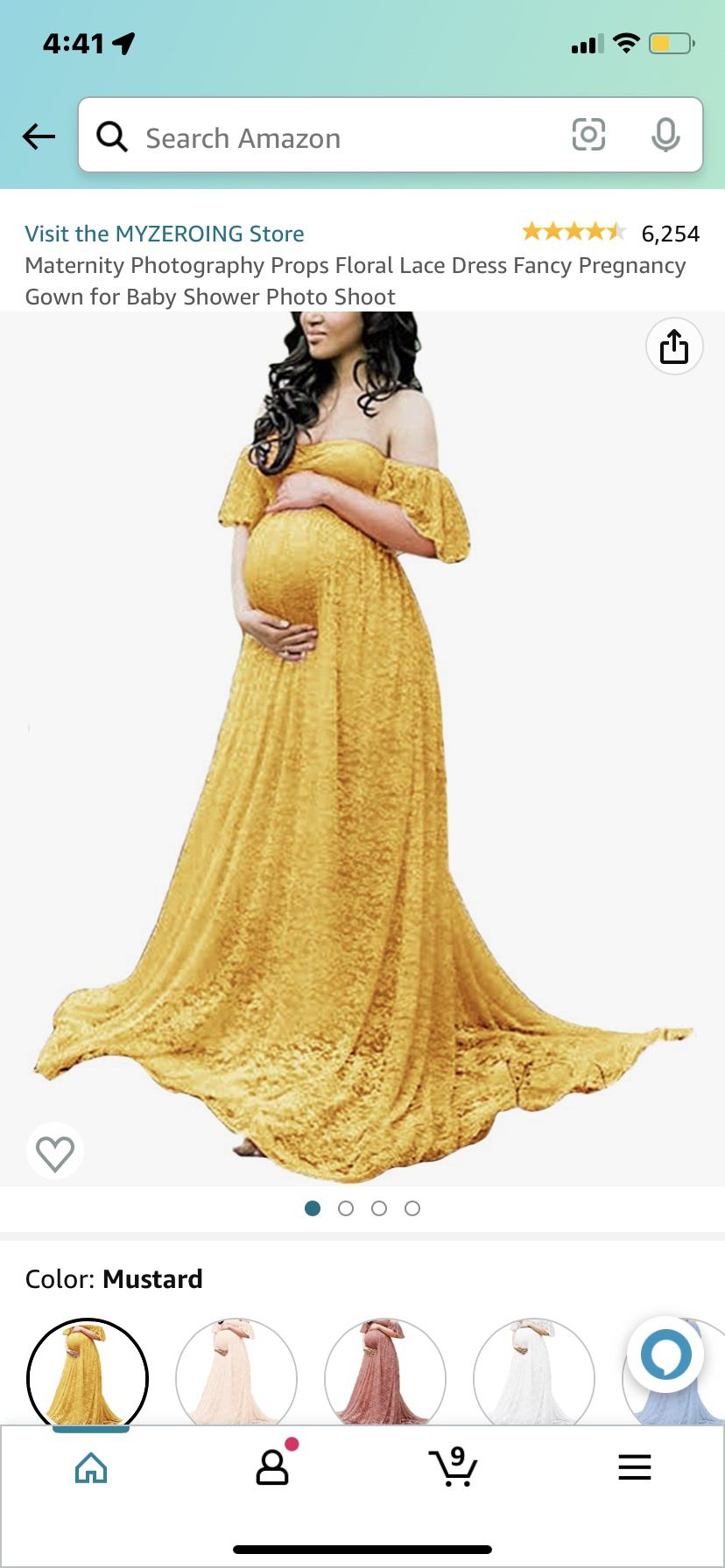 Yellow Maternity Floral Lace Dress 
