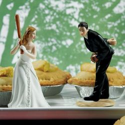 NIB WEDDINGSTAR Baseball Couple Wedding Cake Toppers Bride Groom