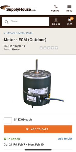 Air conditioner motor/ PROTECH 51-102728-10 - Motor - ECM (Outdoor)