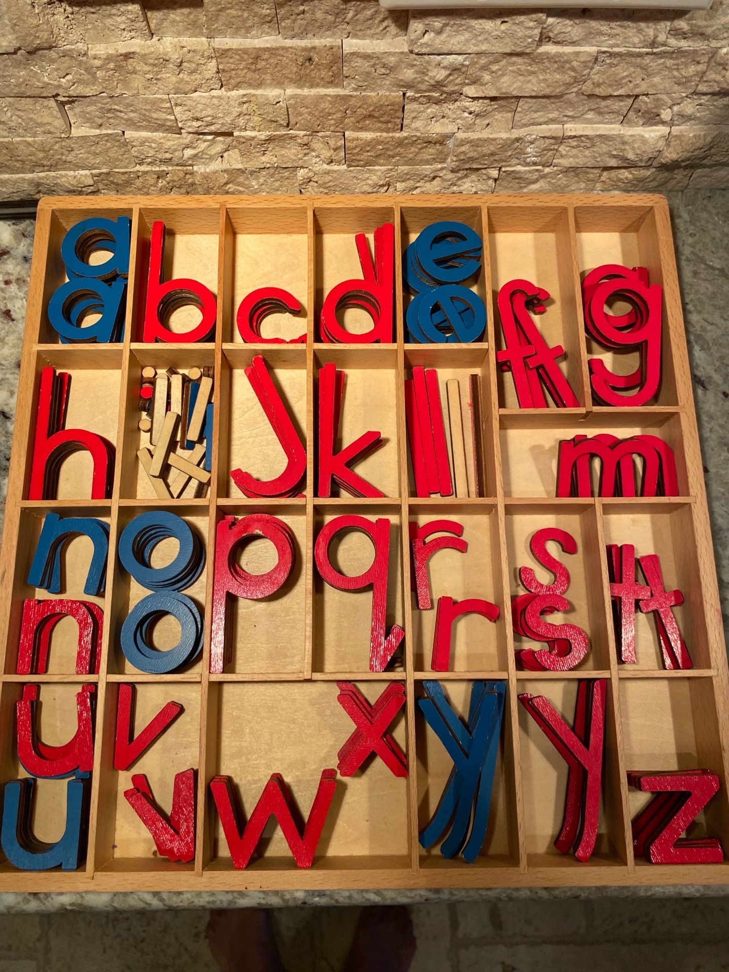 Montessori Wooden Movable Alphabet with Storage Box