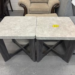2 Gray Wood Tables 