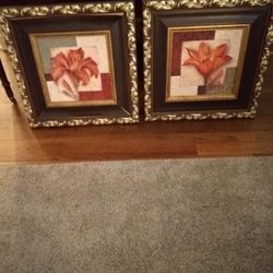 2 Wall Pictures Wood Frames