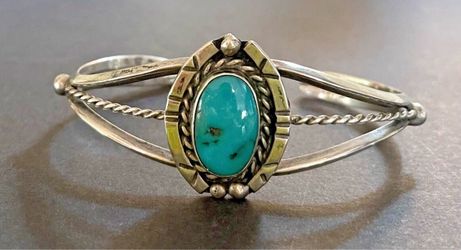 Sterling Silver Turquoise Stone Cuff Bracelet