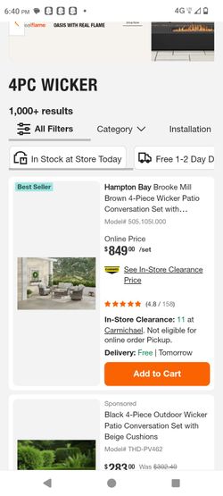 4pc Hampton Bay Wicker outside patio set