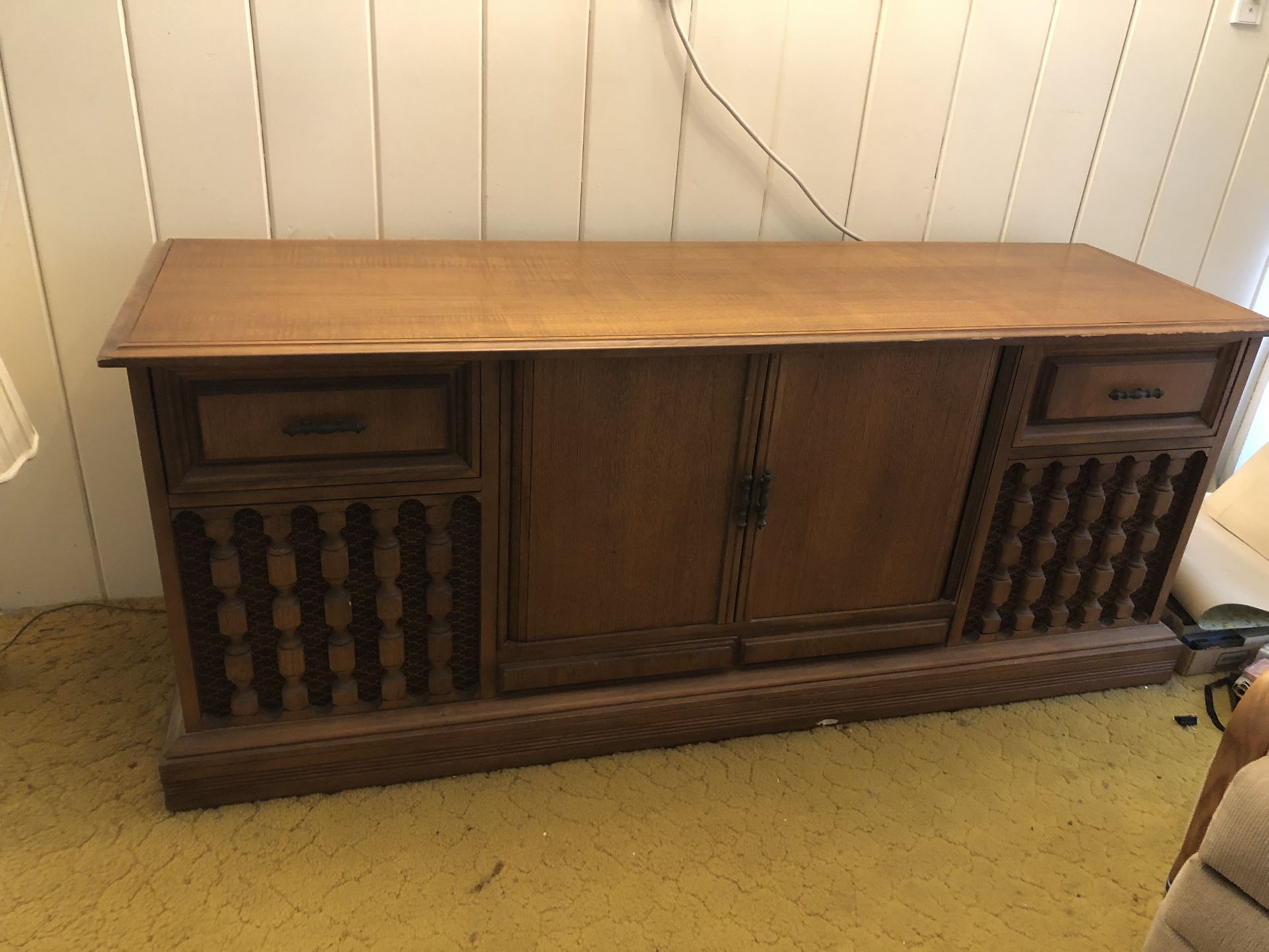 Vintage MCM Stereo Record Player Console Cabinet 