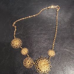 Vintage Filigree Flower Statement Necklace – Boho/Victorian Style