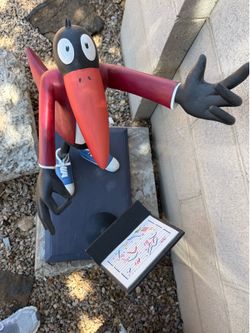 Whimsical Wooden Bird Music Conductor Sculpture Hand Painted Folk Art Figurine