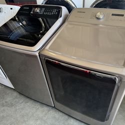 Champagne  color Samsung set washer and dryer extra large load capacity  in excellent working condition extra for delivery same day delivery and insta