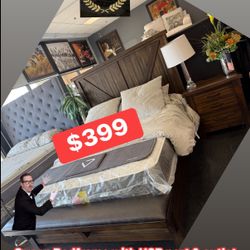 Queen Bed With USB Port Nightstand Only One Available 
