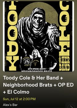 CONCERT TICKET Toody Cole Of Dead Moon