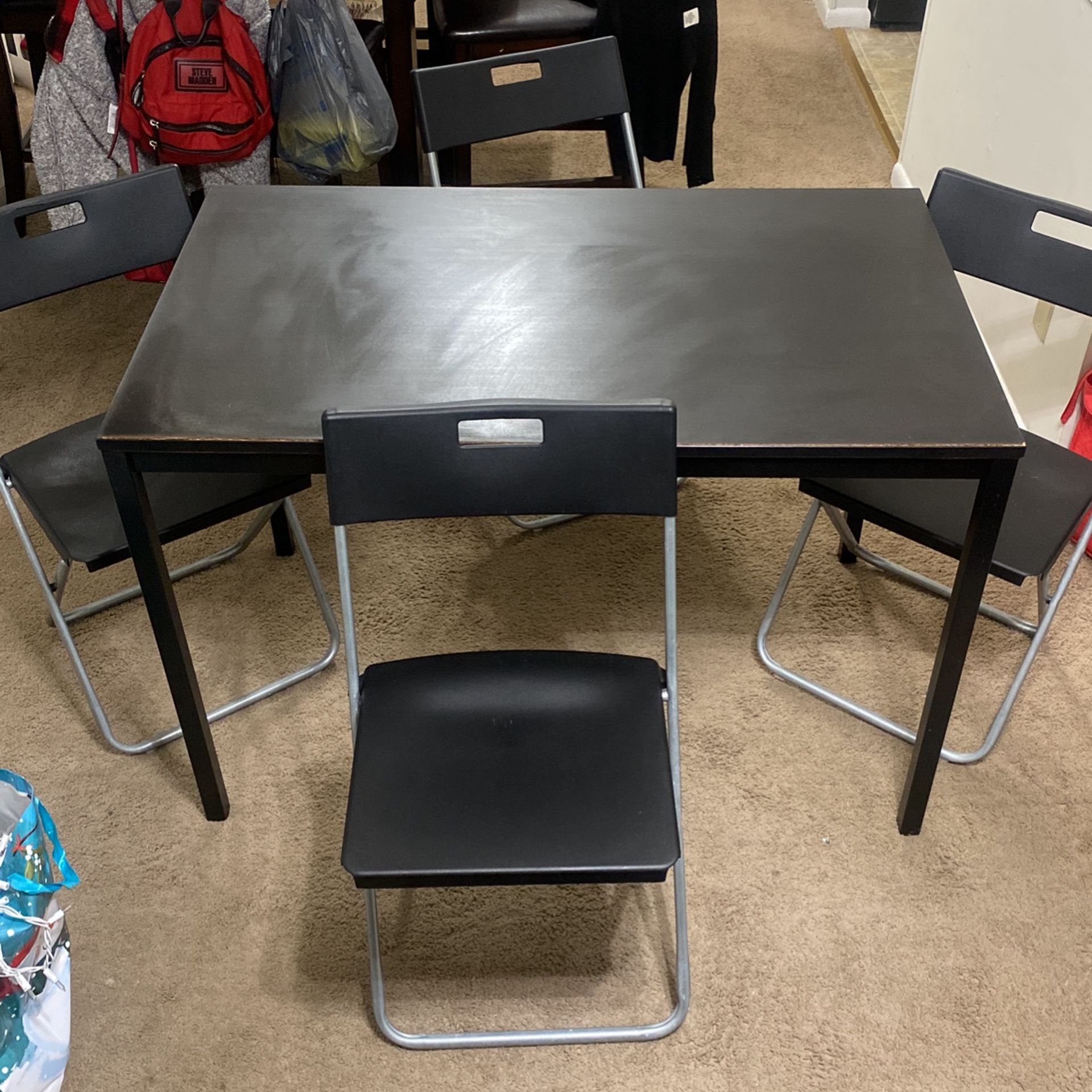 Medium Black Table With All 4 Chairs 