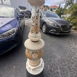 Vintage Hand Painted Frosted Gold Glass Lamp.  Pair 