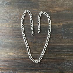 Silver 24" Figaro Chain Necklace 8mm Wide 58 Grams