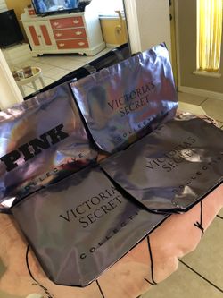 Victoria’s Secret Pink Holographic Reusable Tote Bags Brand New 