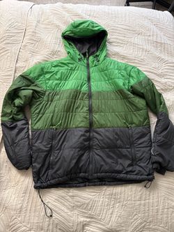 Columbia Omni-Heat Interchange Jacket Men's XL Green Black Hooded Insulated