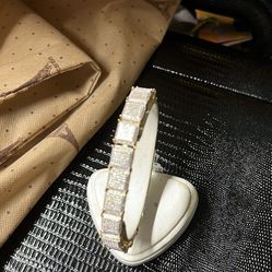 Sterling Silver Mens Bracelet Gold Tone $370