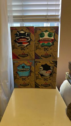 DC x ZURU FUGGLER LOT OF 4 BATMAN, SUPERMAN, JOKER, & HARLEY QUINN