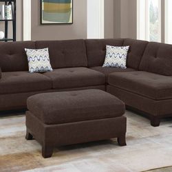 Dark Coffee Sectional & Ottoman 