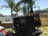Stereo liquid speakers w/record player and 8 track player /radio