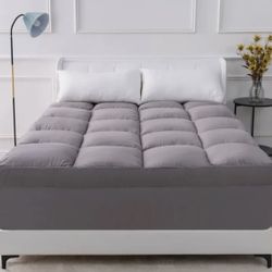 3” Plush Down-Alternative Mattress Topper, Gray, 54” x 75”