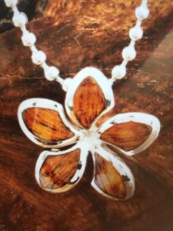 Sterling silver Koa Wood plumeria pendant only