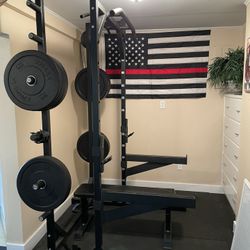 “Power Max” half power rack with plate storage. 