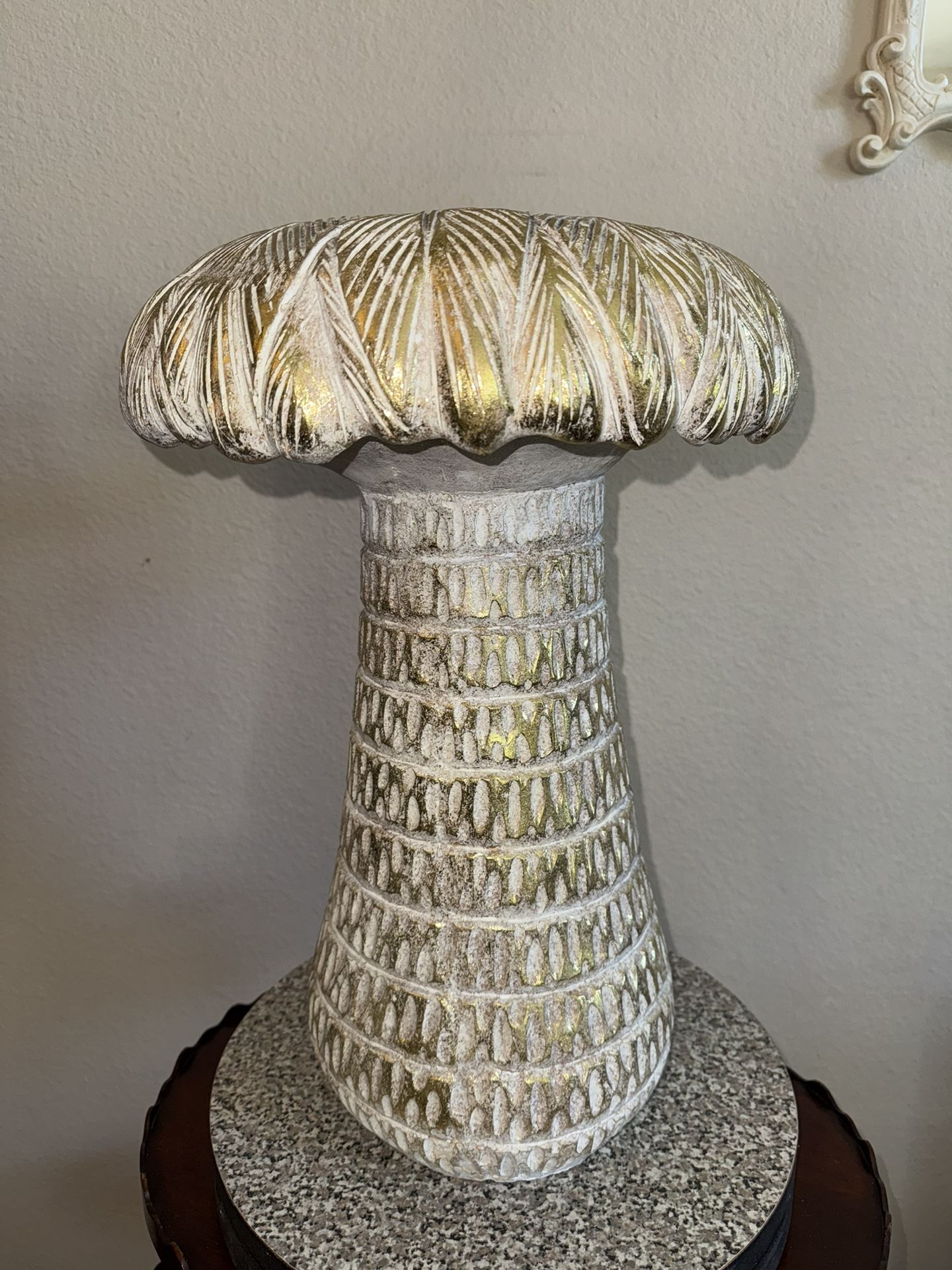 Palm Tree Gold colors, small table/stool/ stand 19” High X 14” Wide Brand New