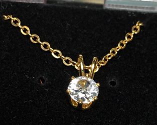 3 Ct. CZ T.W. On gold tone 18" necklace