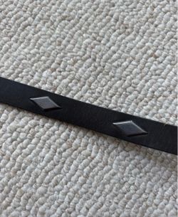Black Leather Belt with Diamond Studs
