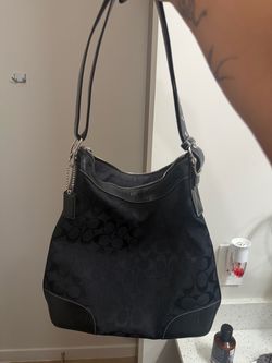 Vintage Coach Black Signature Canvas Hobo Bag