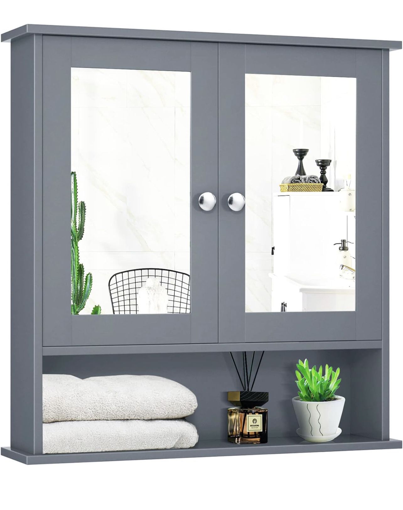  Wall Cabinet with 2 Mirror