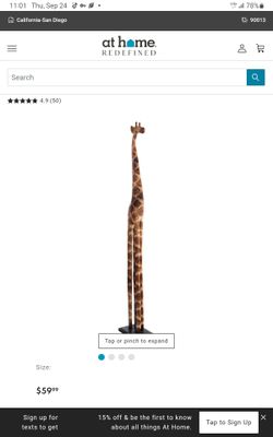 Handcarved 58 " giraffe from At  Home