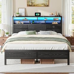Homkdom Queen Bed Frame with LED