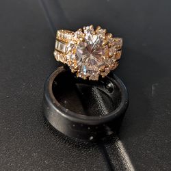 Vermeil Halo Design CZ Ring