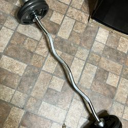 Curl Bar With 20lb Each Side And Clamps