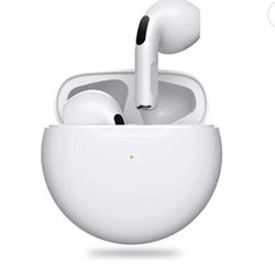 Pro 6 Bluetooth Wireless Earbuds With Charging Case, Hi Fi Stereo Sound, White