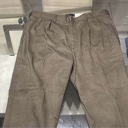 Polo Ralph Lauren Men's Pleated Cotton Pants Gray Button Zip Solid Regular