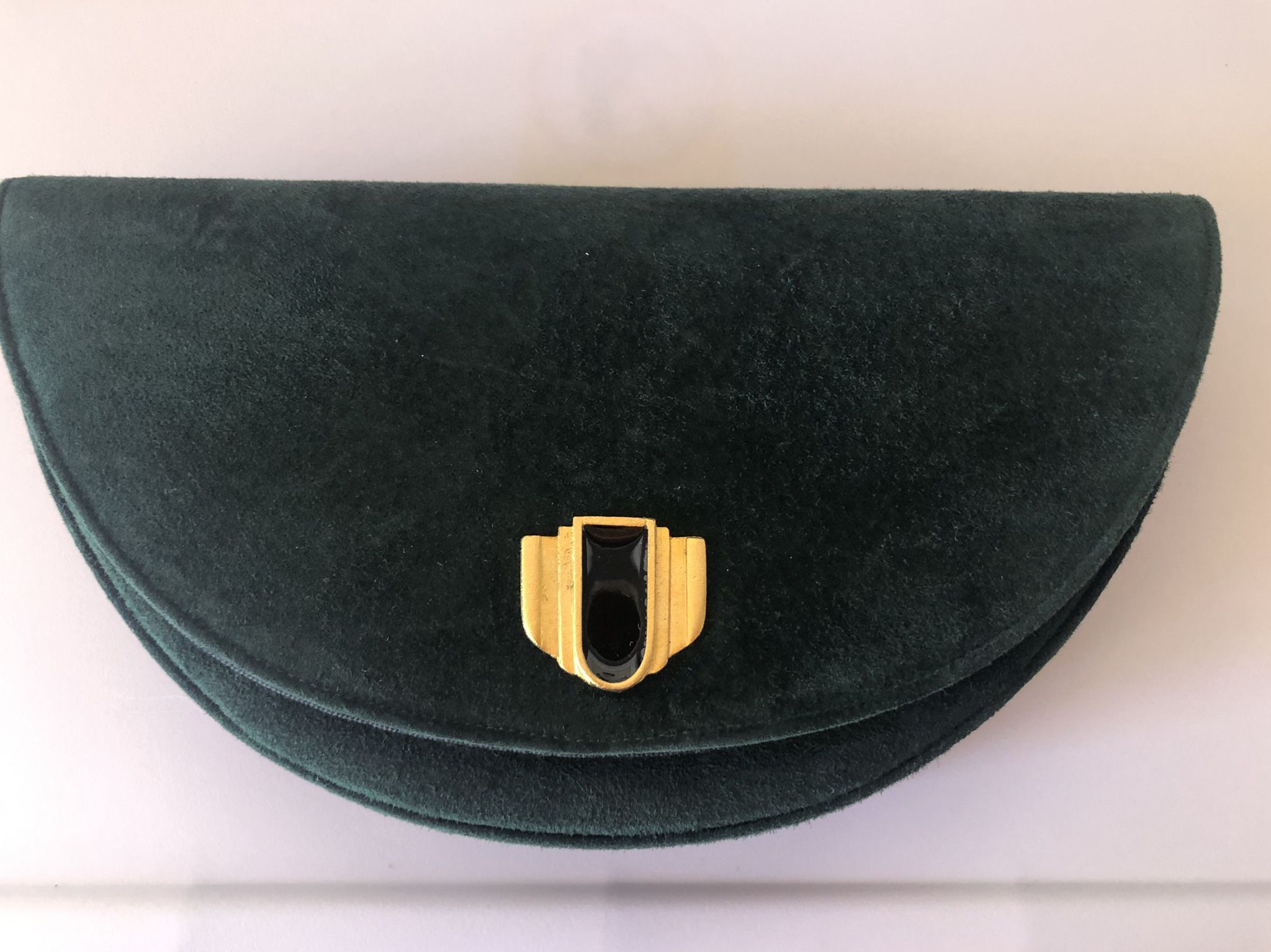 Varon Handbags Vintage NWT Green Suede Clutch/shoulder Bag 