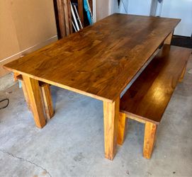 Crate & Barrel Basque 82 Inch Dining Table and 2 Benches