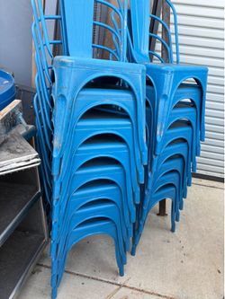 Blue metal chairs