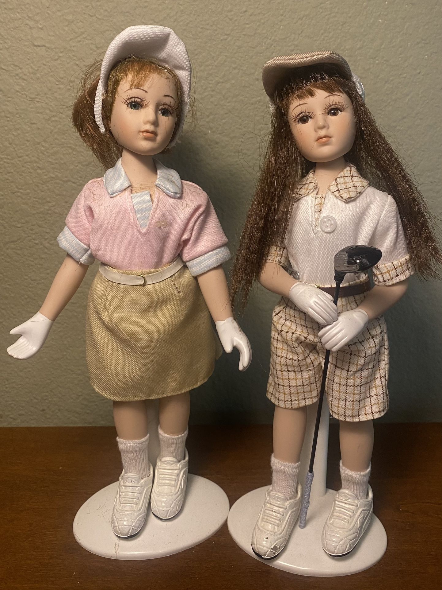 Lady Golfers 9” Porcelain Dolls