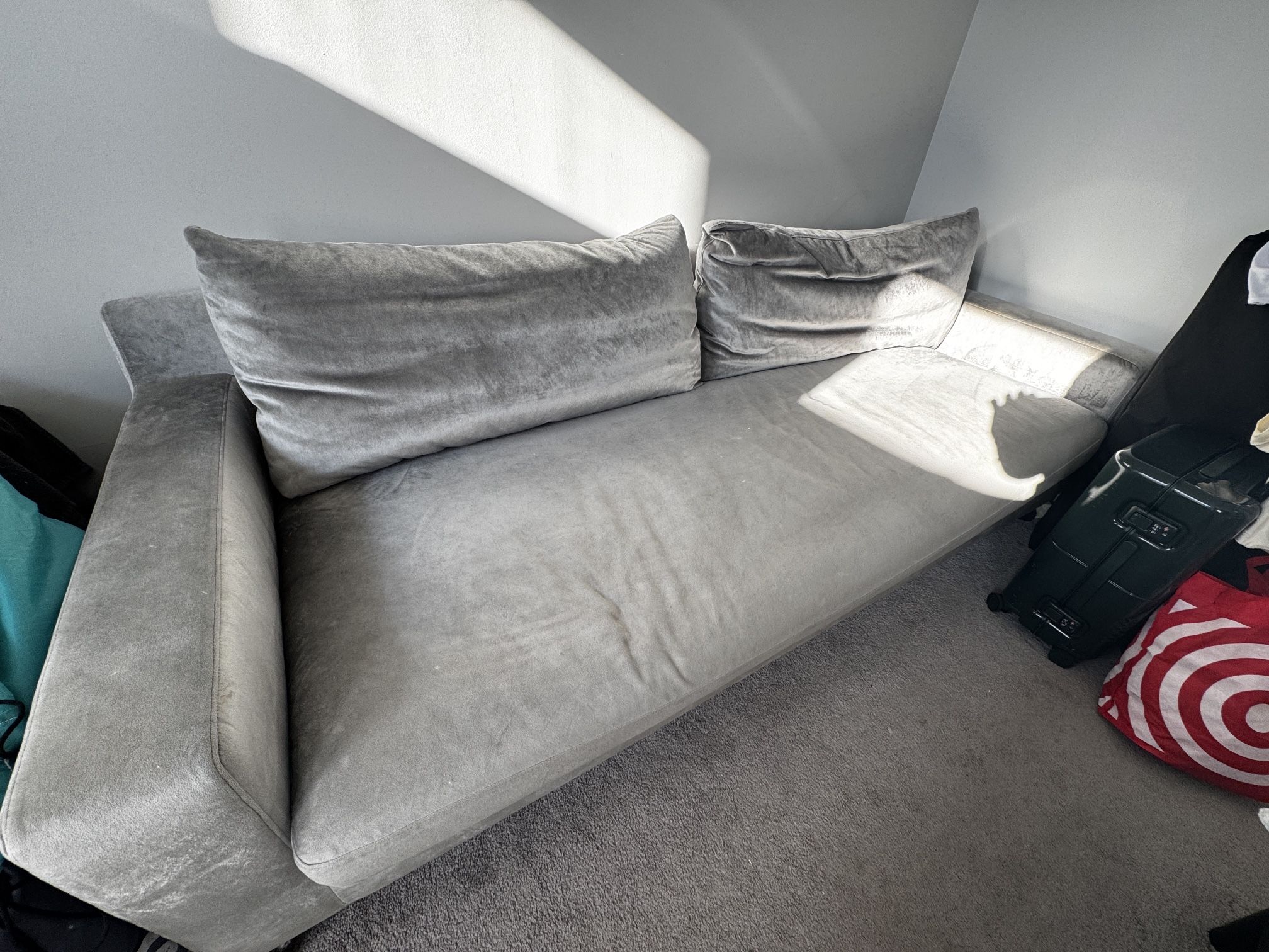 Grey suede couch