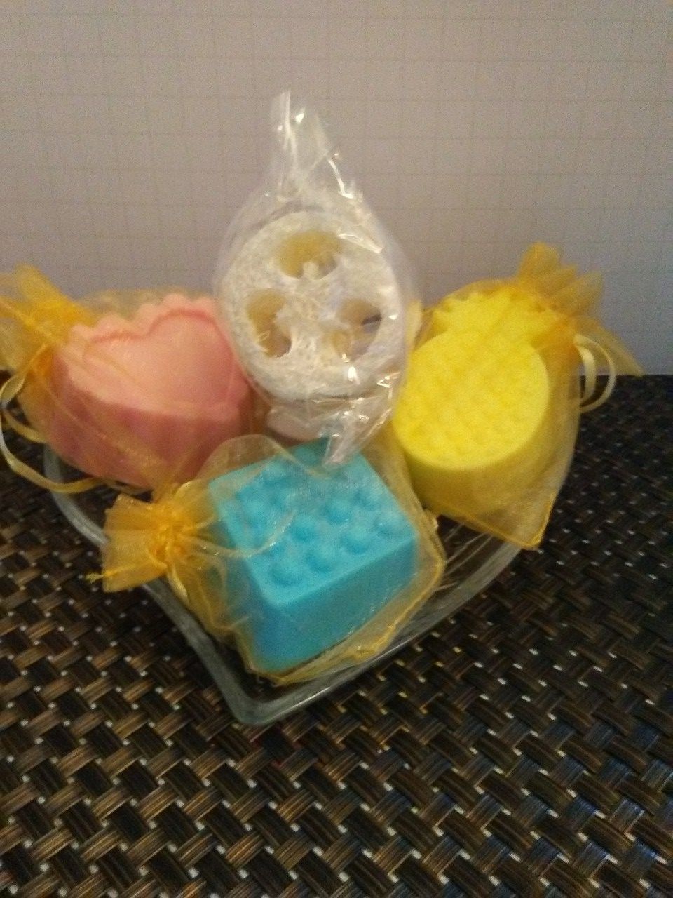 Homemade Scented Soap Set in Etched Glass Dish!!!