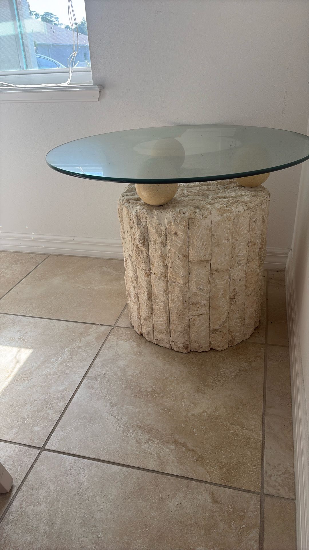 Glass And Stone Side Tables