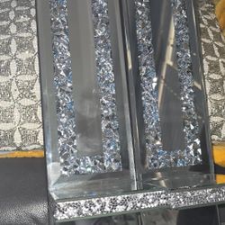 Beautiful 2 Piece Set Crystal Silver Candle Holders New