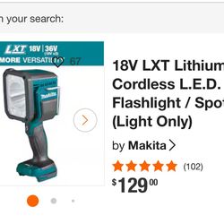 New Makita Flash Light 18volt Tool Only $75 