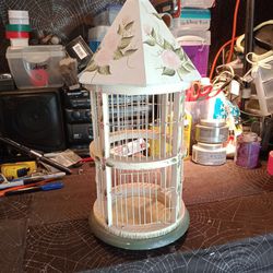 Hand Made And Painted Bird Cage.20 In. Tall X 8 In Wide
