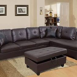 BRAND NEW 3 PIECES SECTIONAL COUCH WITH OTTOMAN IN ORIGINAL BOX