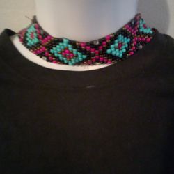 Indian Beaded Necklace Colors Pink Black Brown